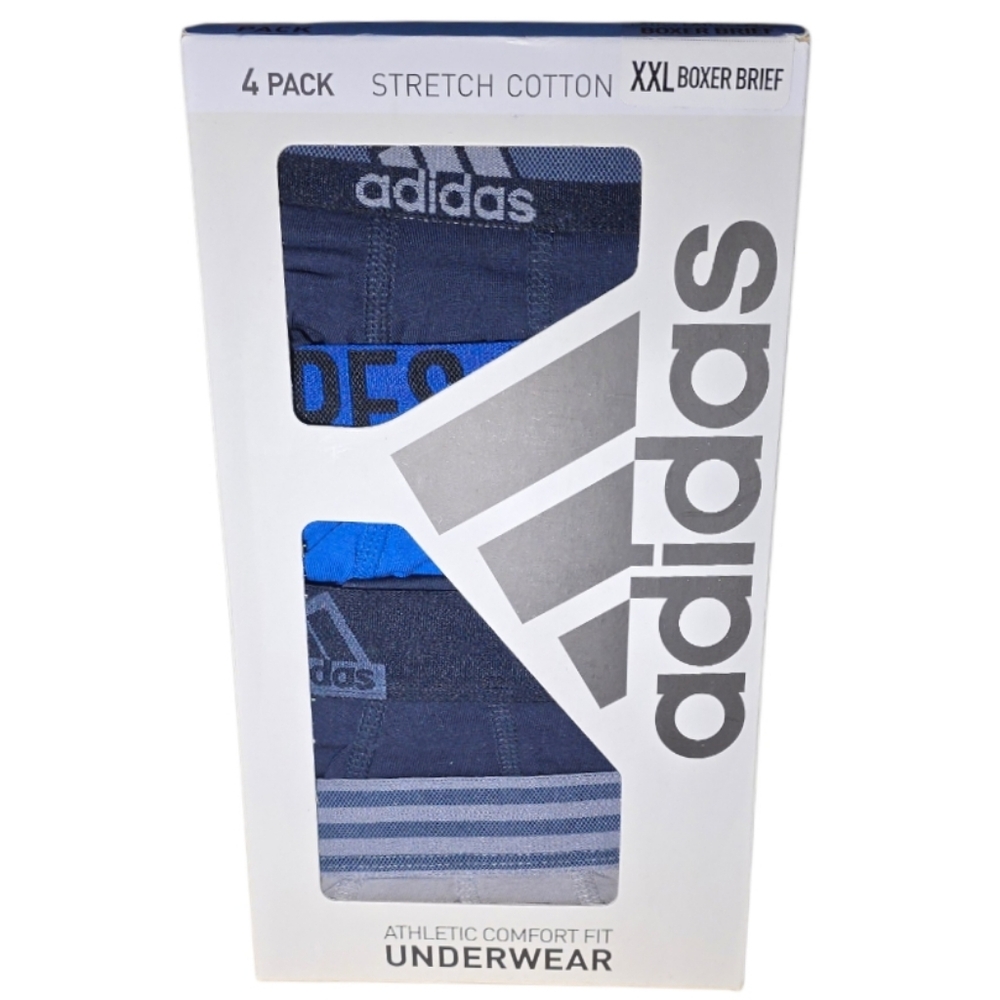 Adidas 4-Pack Athletic Comfort Fit Premium Stretch Cotton Boxer Briefs Size XXL